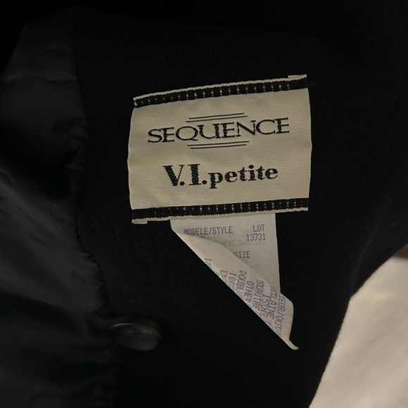 Vintage Sequence Black Wool Blend Long Trench Coat - Picture 8 of 9